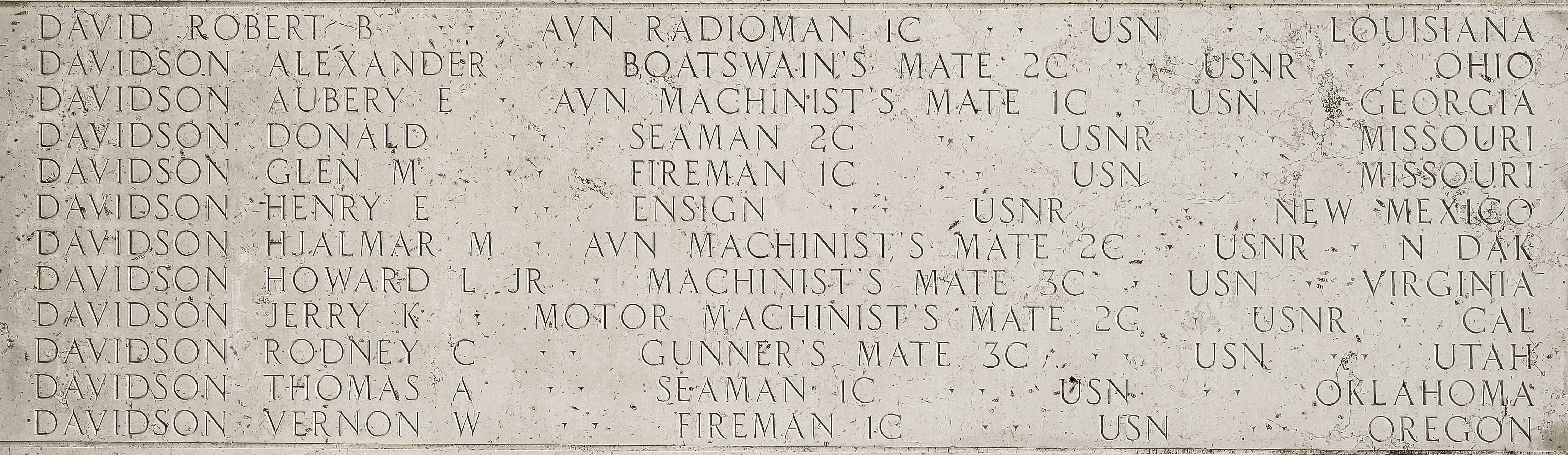 Rodney C. Davidson, Gunner's Mate Third Class